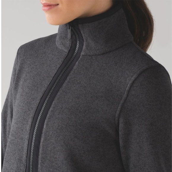 Lululemon Its Fleecing Cold Zip Up Heathered Black/Black 6 - Picture 3 of 16